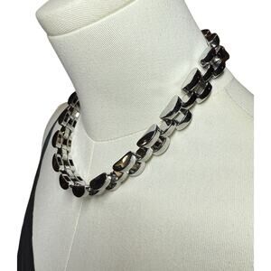 Retired Kate Spade Silver Link Collar Necklace Modern Industrial Statement y2k